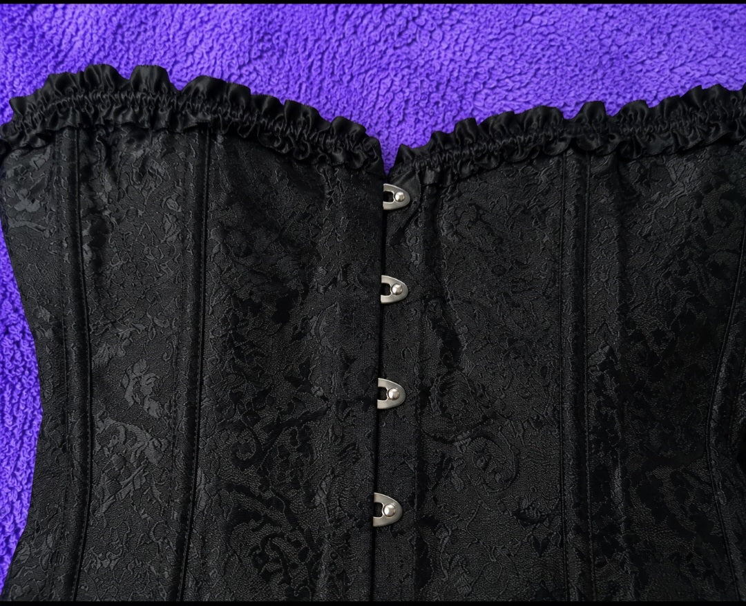 Corsetto Nero Jacquard Gothic da Donna con Chiusura a Ganci | Gedico Store