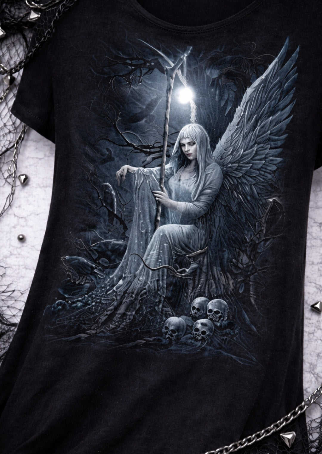 Spiral Ethereal Angel Gothic Tunic – Darkwear Punk Goth Top NUOVO