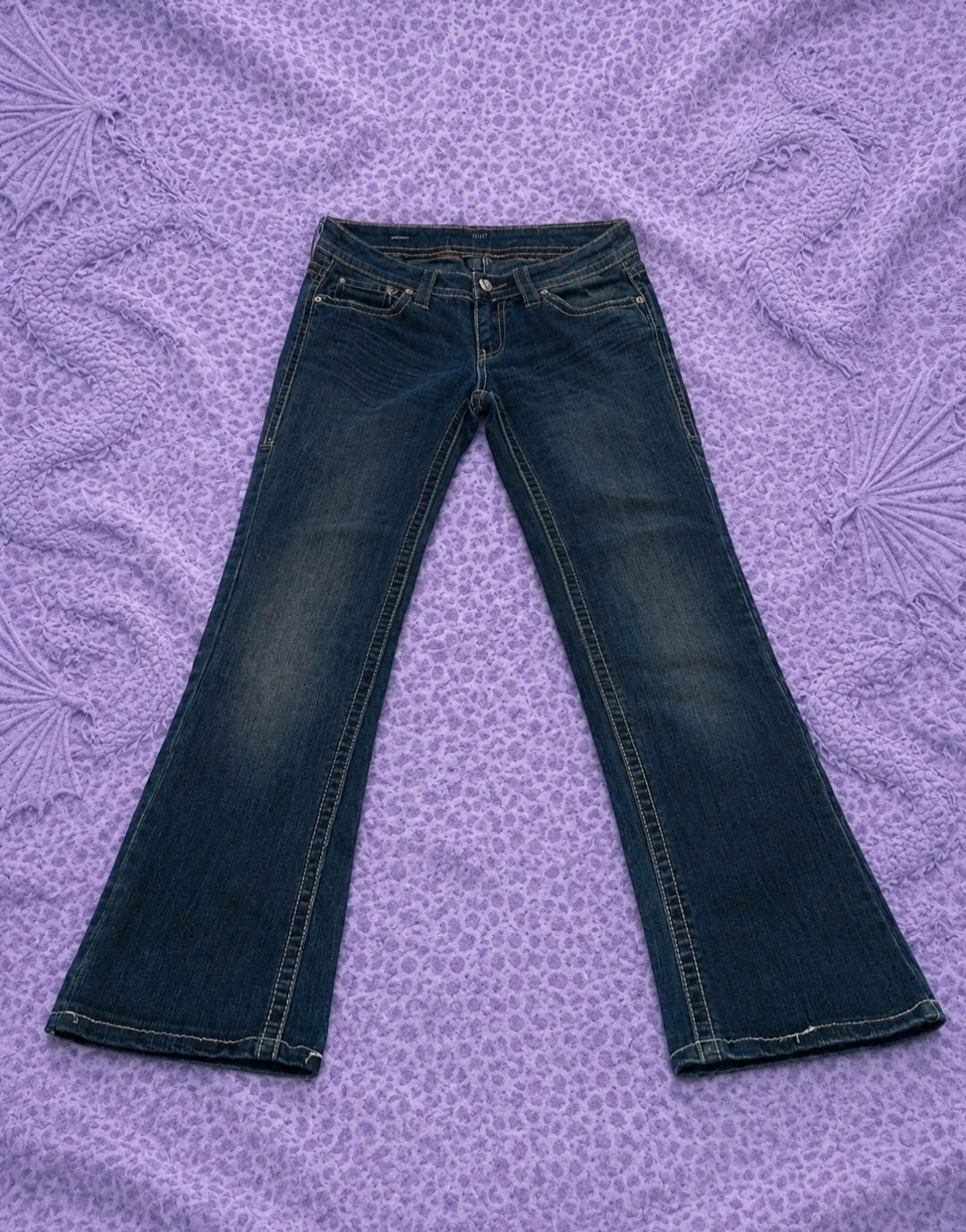 Jeans ANA Bootcut Donna Blu Denim Stretch con Tasche Decorate e Strass