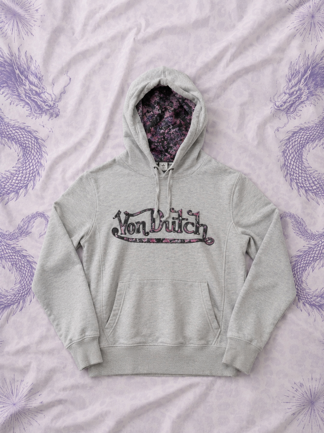 Felpa Von Dutch Donna Grigia con Cappuccio e Logo – Taglia S