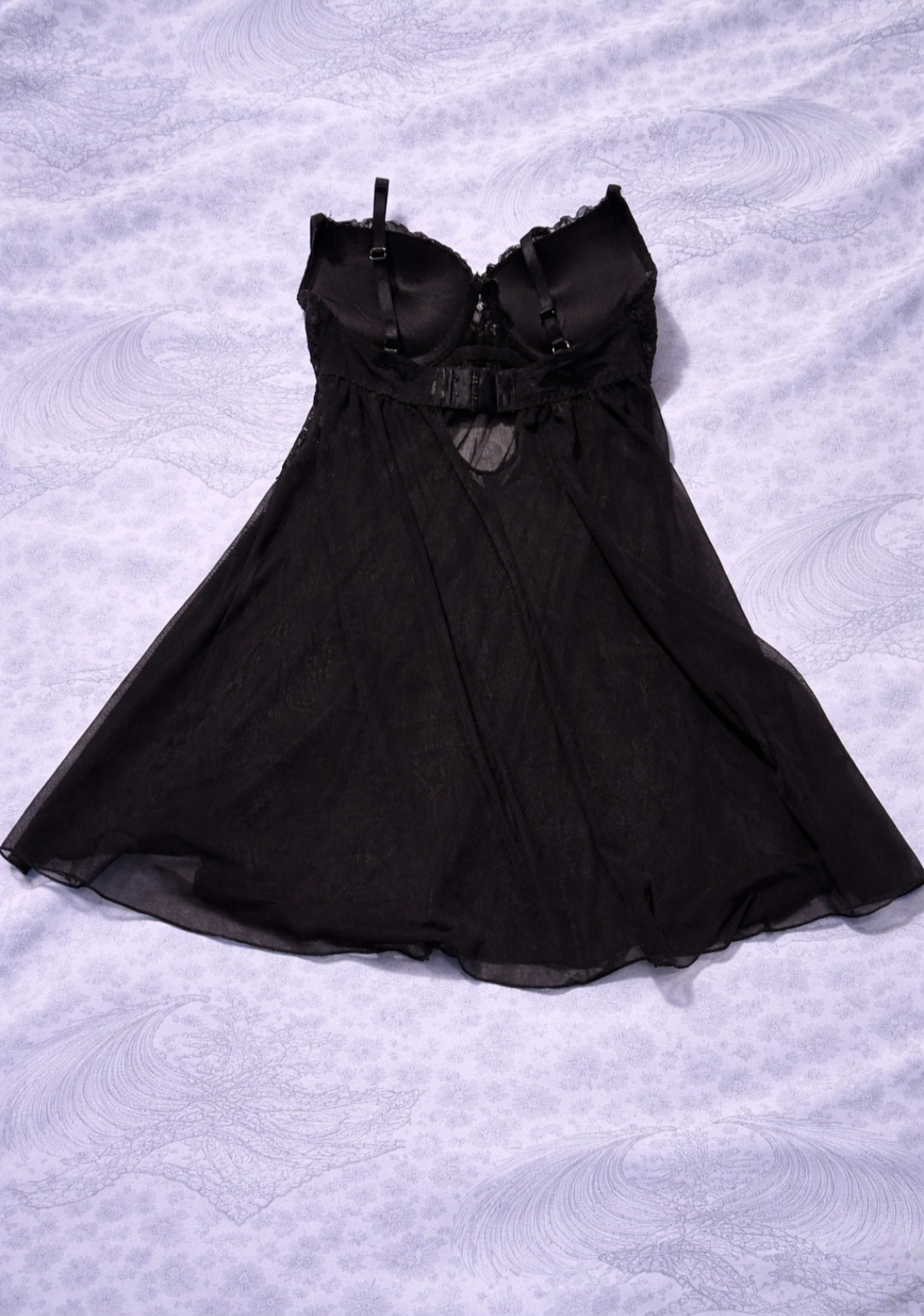 Vestito Babydoll Nero Y2K in Pizzo – Mini Dress Gothic Sheer Vintage 2000s