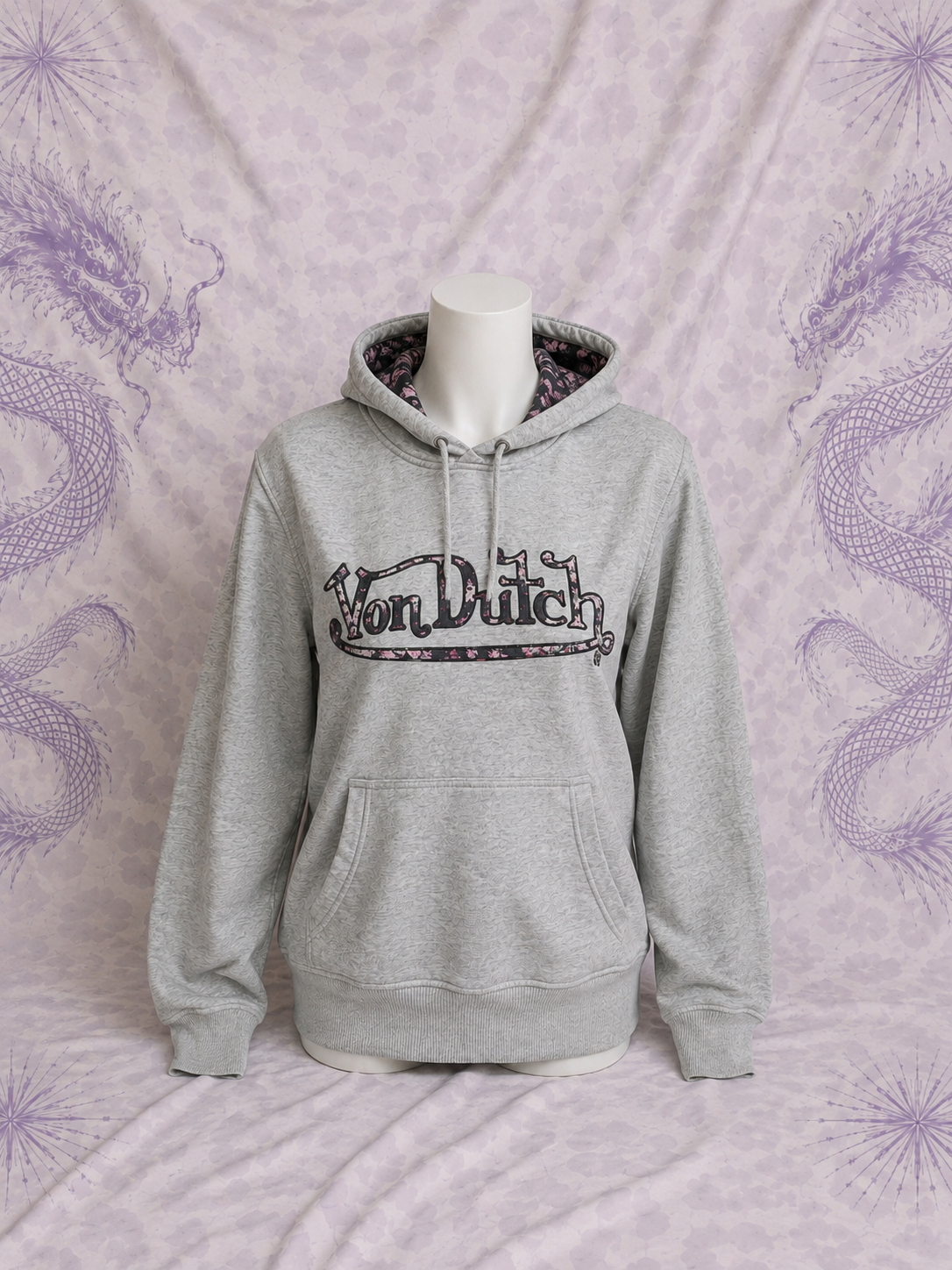 Felpa Von Dutch Donna Grigia con Cappuccio e Logo – Taglia S