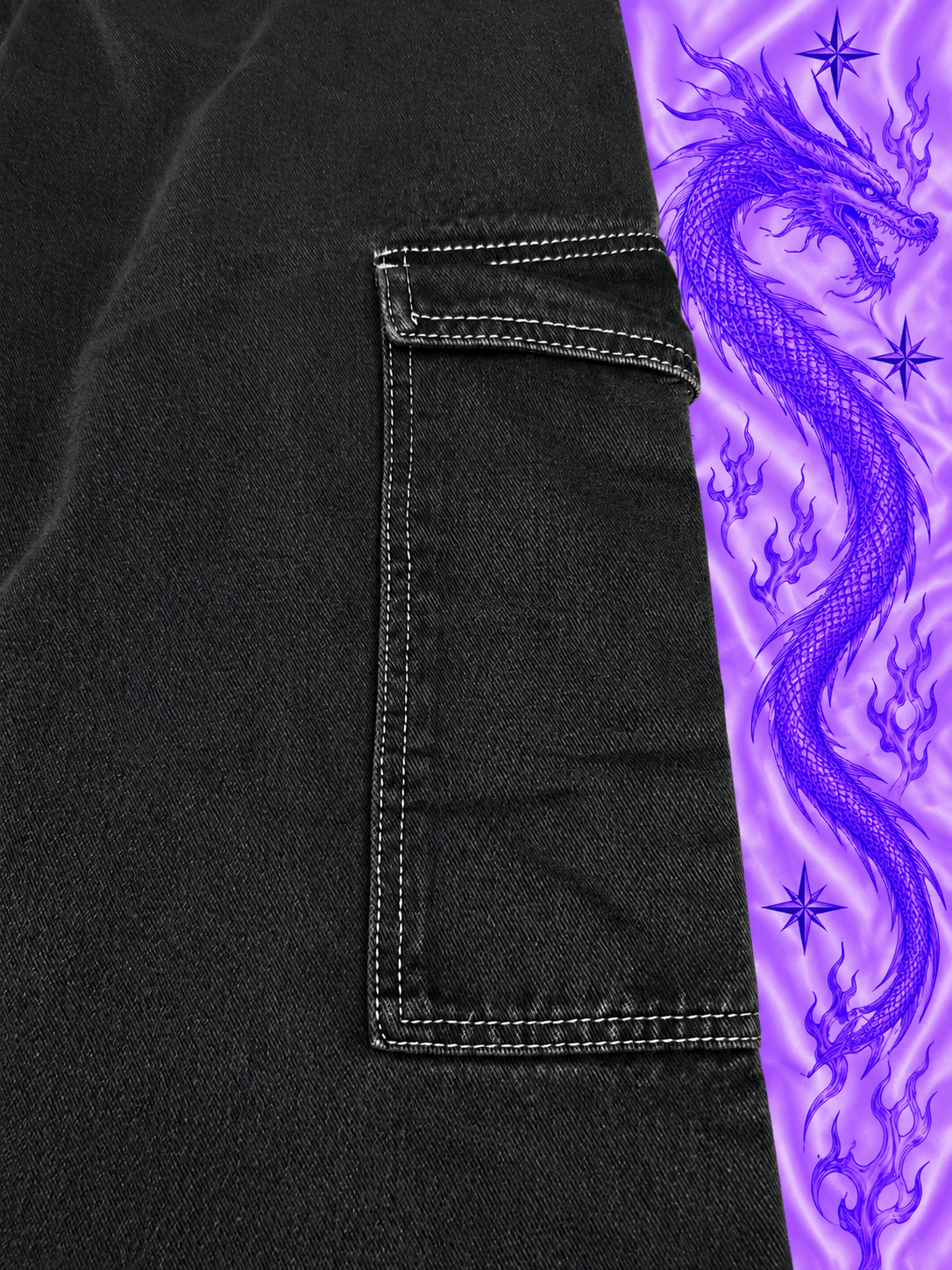 Black Y2K Baggy Cargo Jeans – Wide Leg Grunge Denim Pants