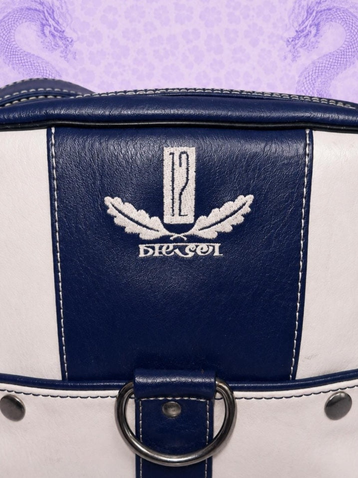 Borsa Diesel a Spalla Blu Navy e Crema con Logo