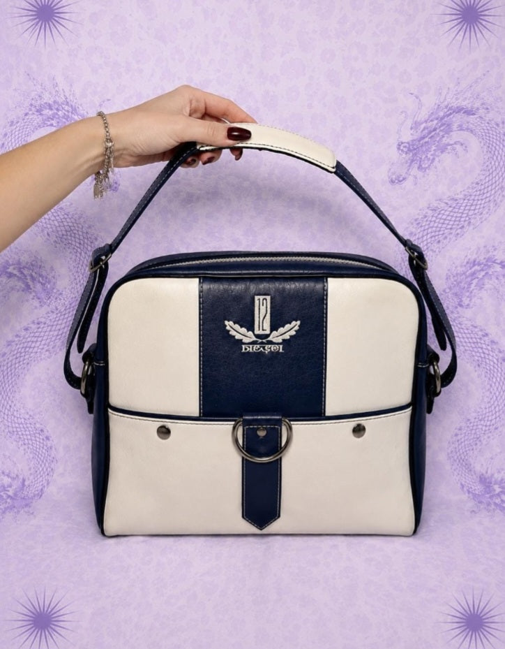 Borsa Diesel a Spalla Blu Navy e Crema con Logo