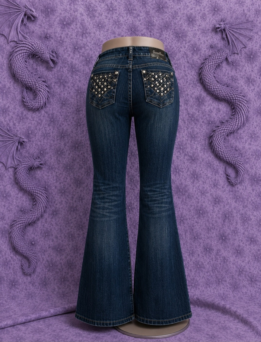 Jeans Sweet Look Bootcut Y2K Donna Made in USA Denim Blu Scuro Taglia 9 (IT 42)