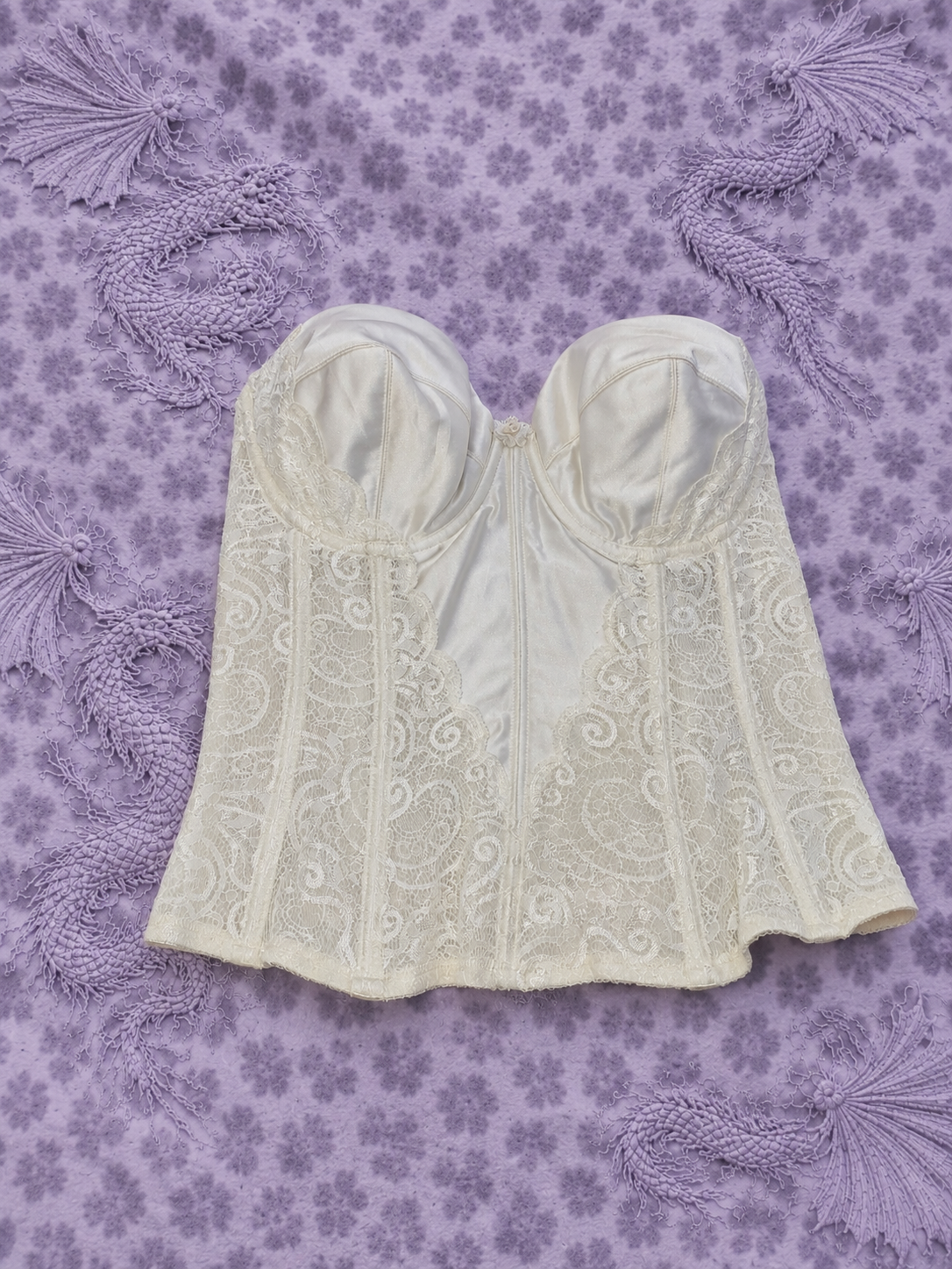 Top Avorio in Raso e Pizzo Donna XS – Elegante e Romantico