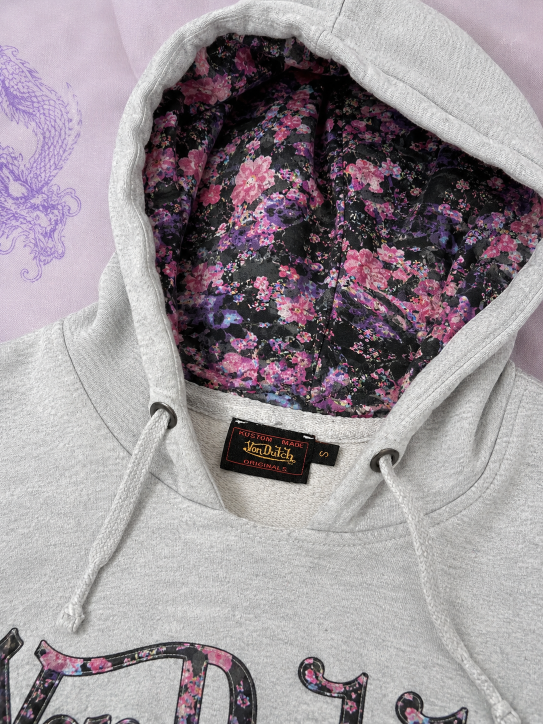 Felpa Von Dutch Donna Grigia con Cappuccio e Logo – Taglia S