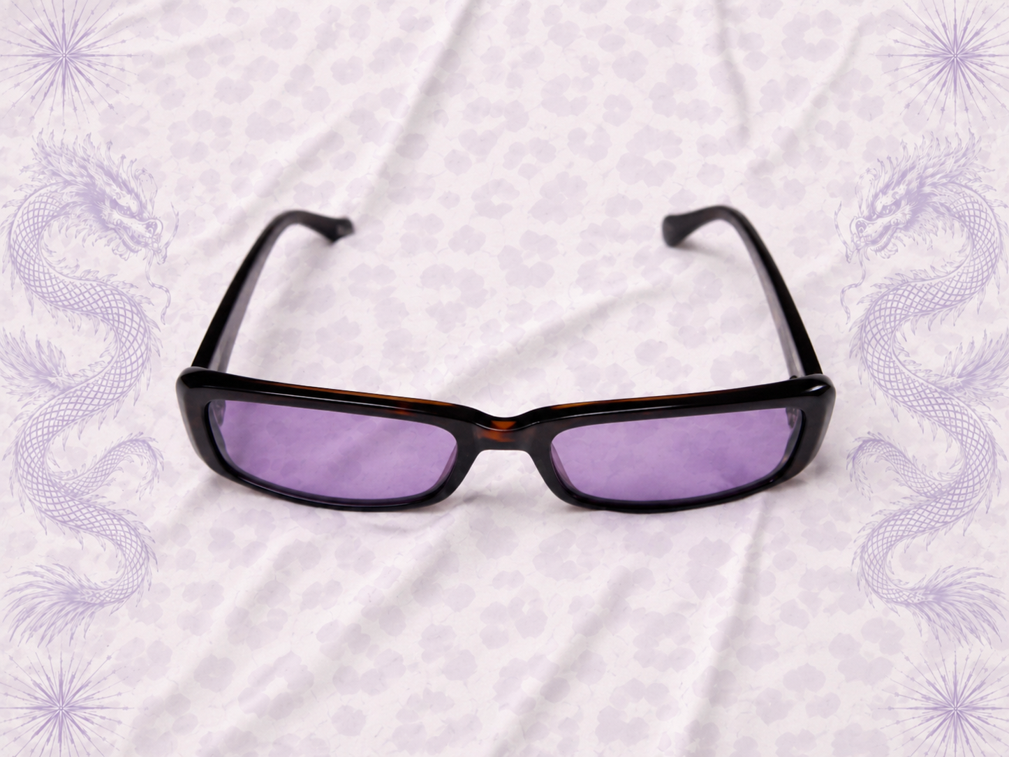 Occhiali da Sole Y2K con Lenti Viola e Montatura Tartarugata UV400