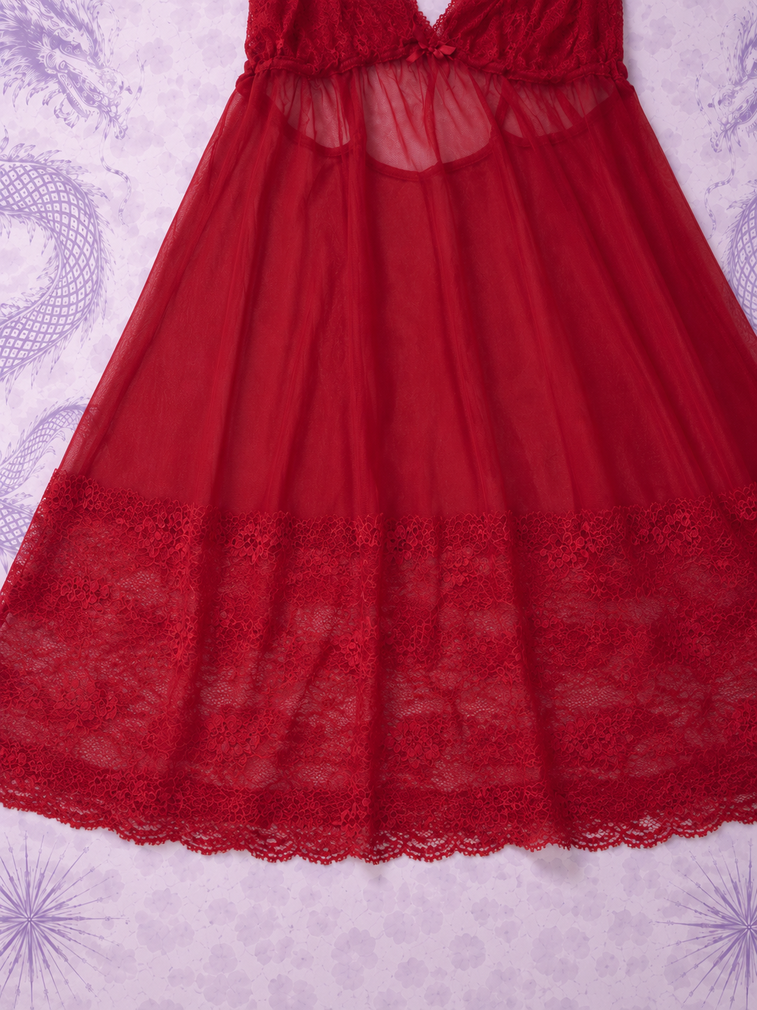 Top vintage Gilligan & O'Malley in pizzo e tulle rosso – Taglia M | Stile Y2K