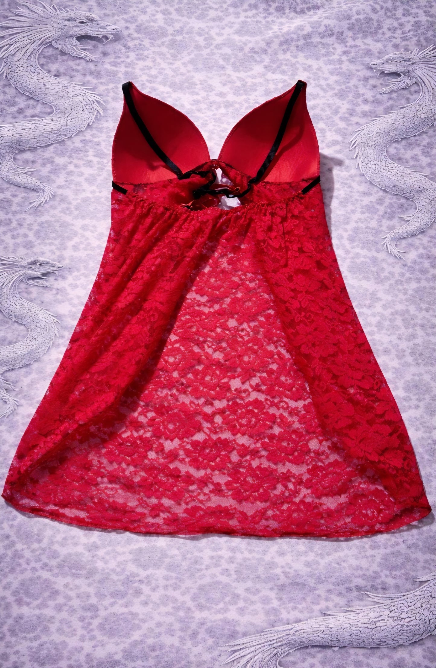 Babydoll Rosso in Pizzo Sexy – Lingerie Halter con Fiocco Donna