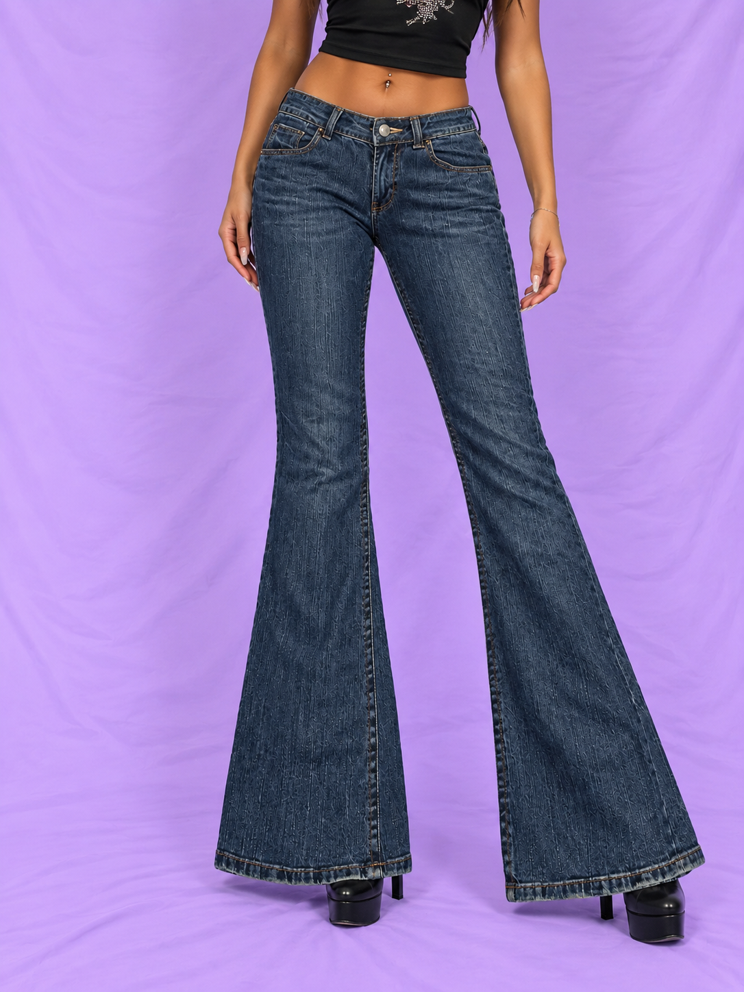 Chico’s Platinum Flare Jeans with Rhinestone Embroidery – Size 00 Tall