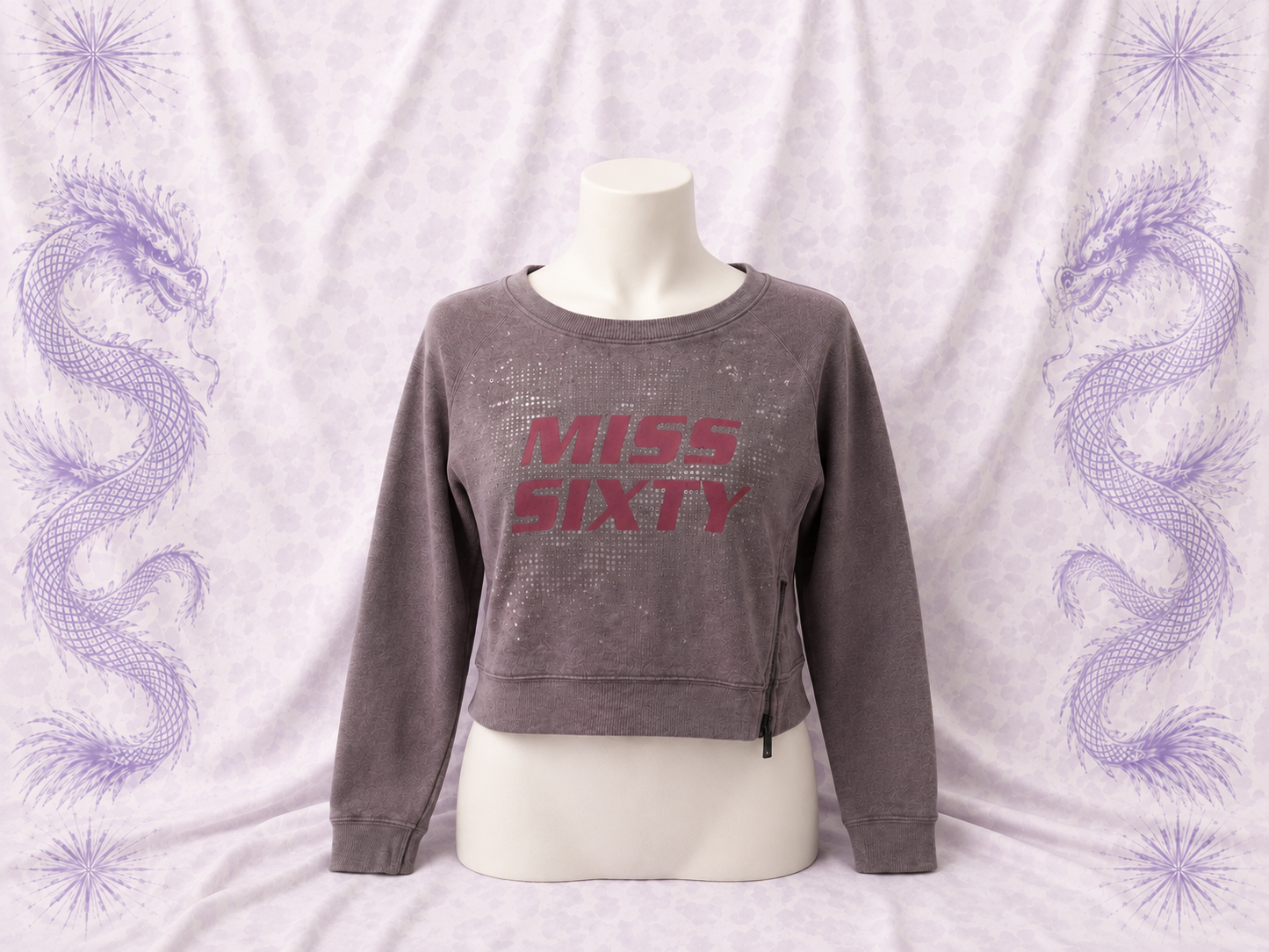 Felpa Miss Sixty Donna Grigio Malva con Logo e Zip Laterale – Taglia S