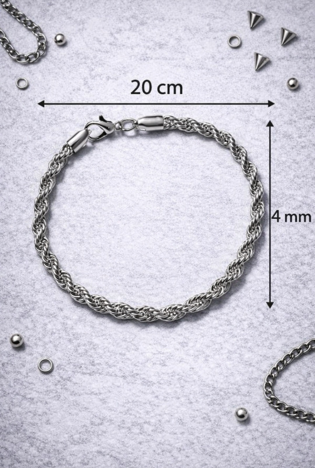 Bracciale Unisex Acciaio Intrecciato – Braided Chain Bracelet Y2K Minimal