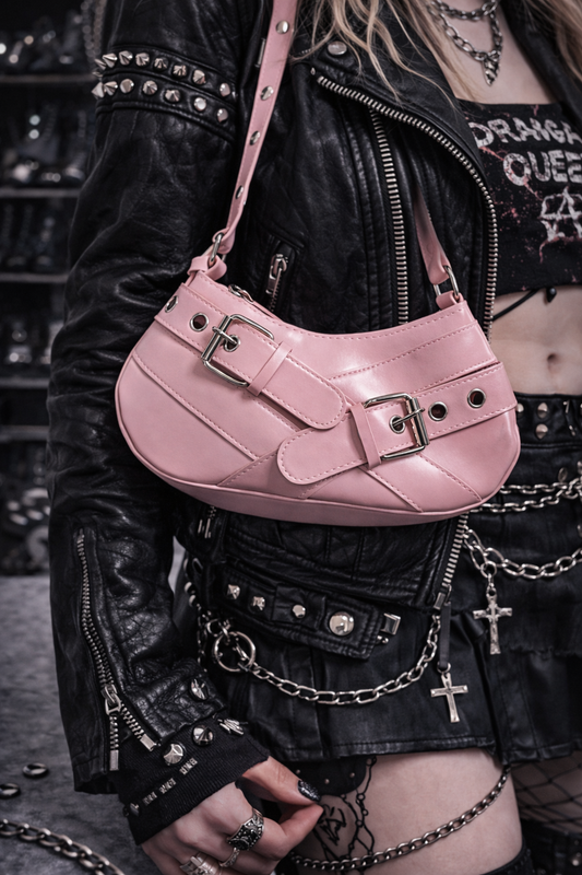 Mini Shoulder Bag Y2K Rosa con Fibbie | Vintage 2000s Style Prezzi speciali · Ultimi pezzi