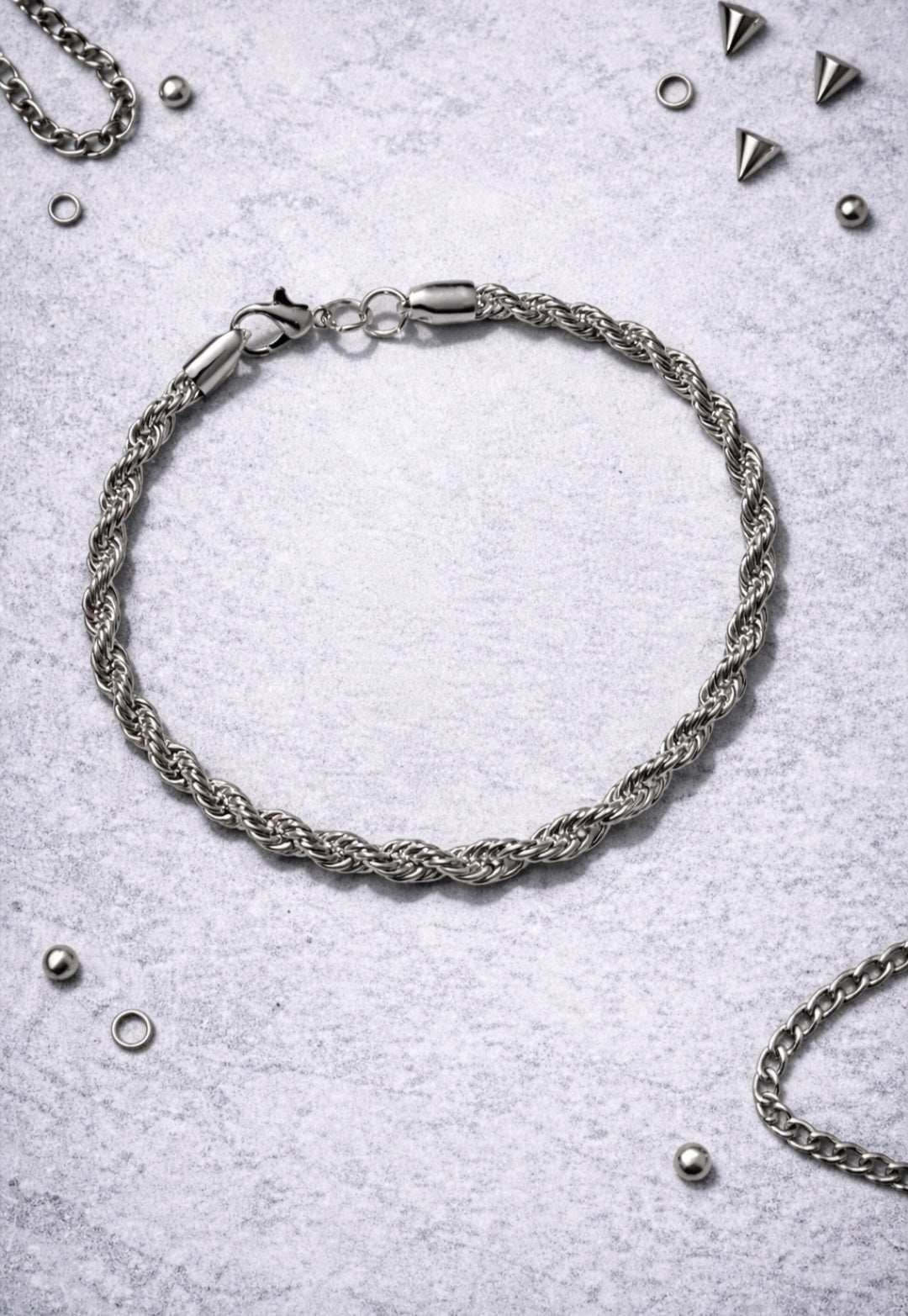 Bracciale Unisex Acciaio Intrecciato – Braided Chain Bracelet Y2K Minimal
