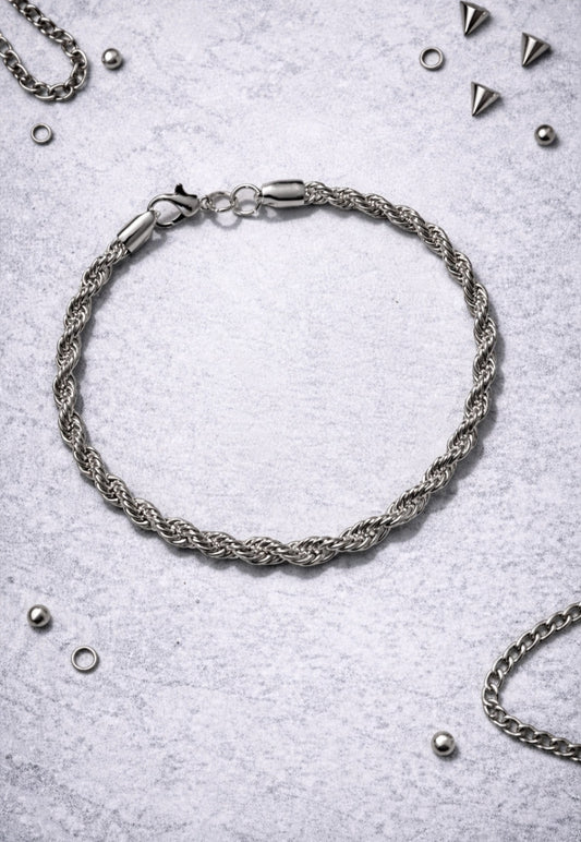 Bracciale Unisex Acciaio Intrecciato – Braided Chain Bracelet Y2K Minimal
