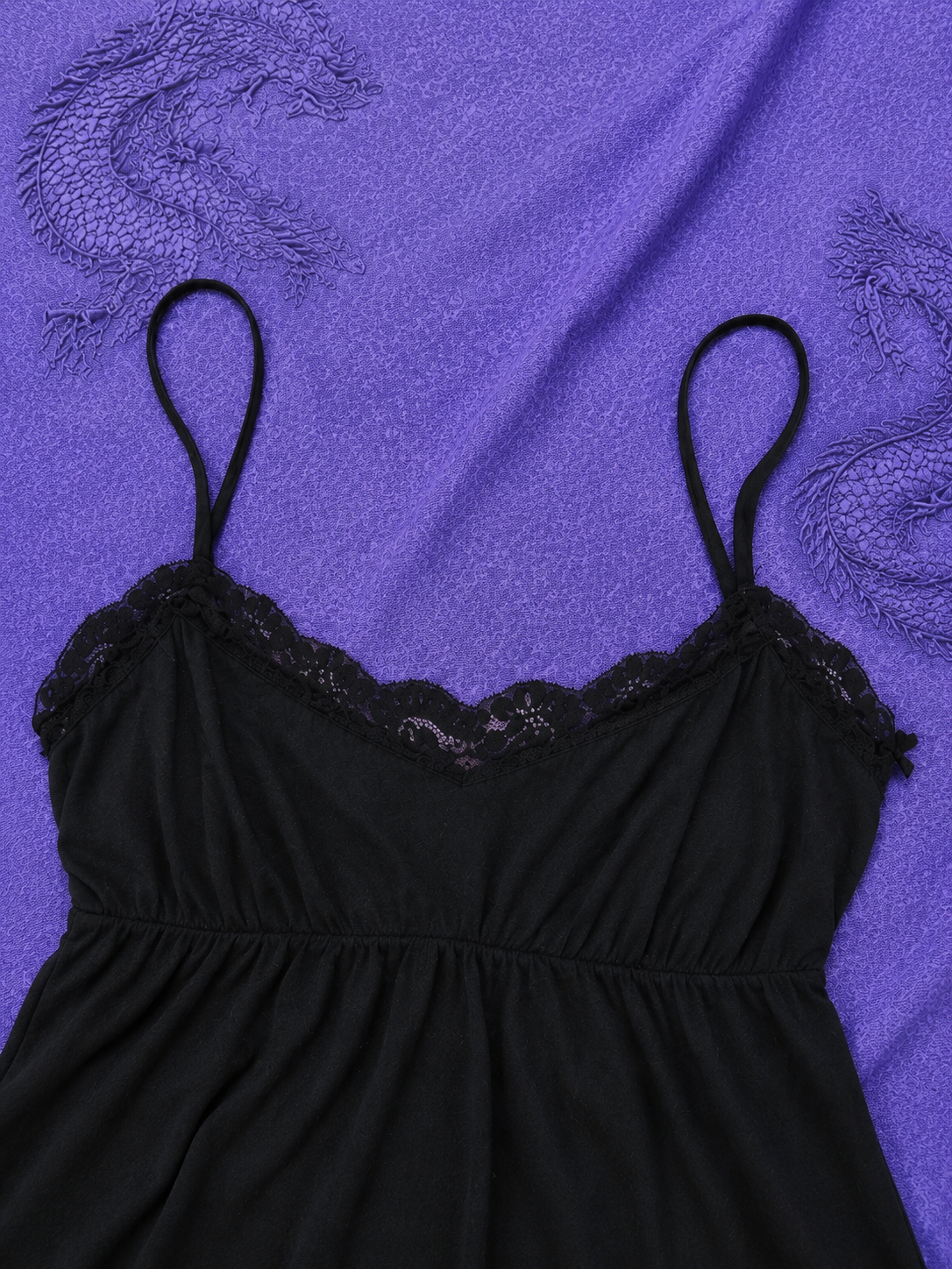 Top Nero con Pizzo Donna XS | Spalline Sottili | Stile Y2K