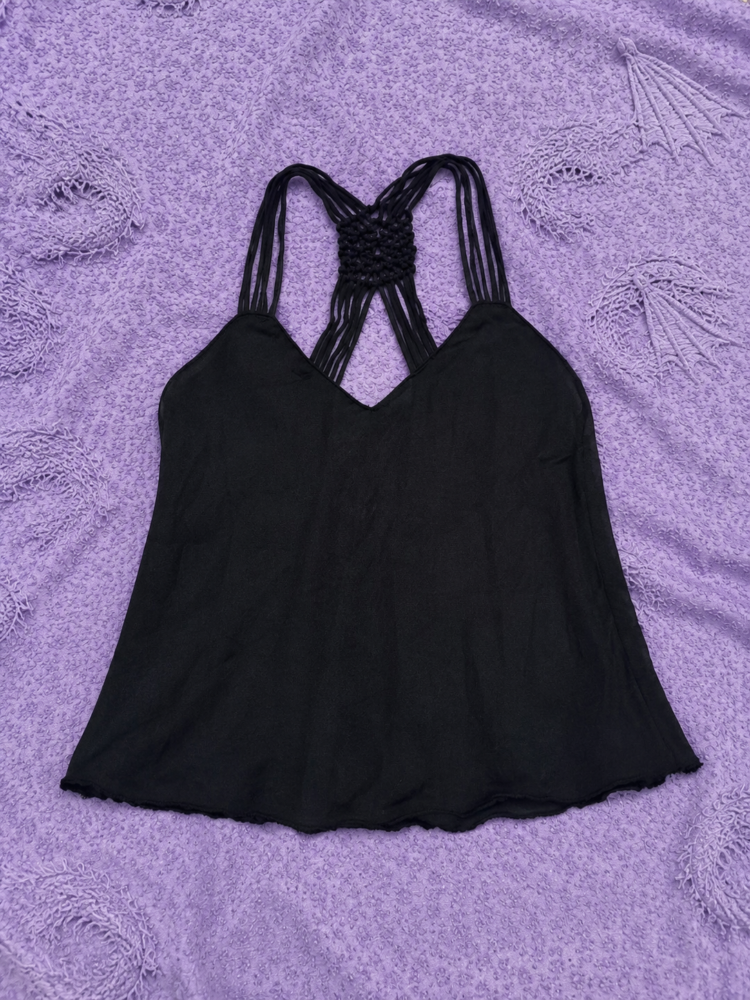 Top ETAM Nero Y2K con Spalline Sottili e Schiena Intrecciata – Donna XS (EU 34)