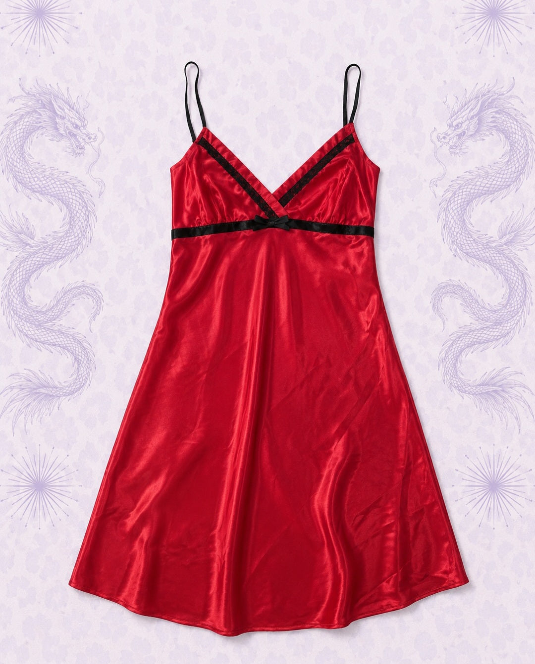 Morgan Taylor Red Satin Y2K Slip Dress – Size M