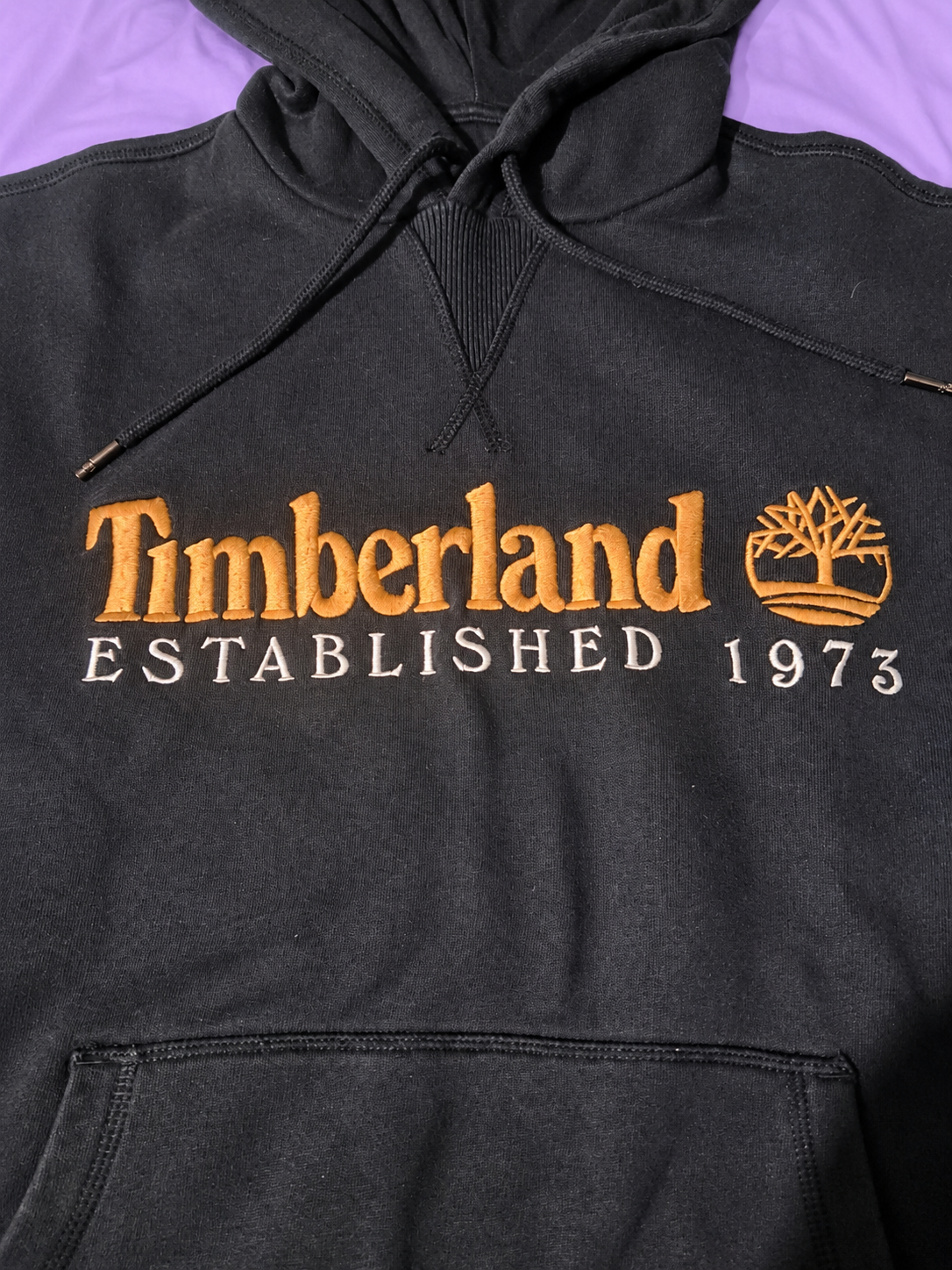 Timberland Black Hoodie Size S – Established 1973 Embroidered Logo