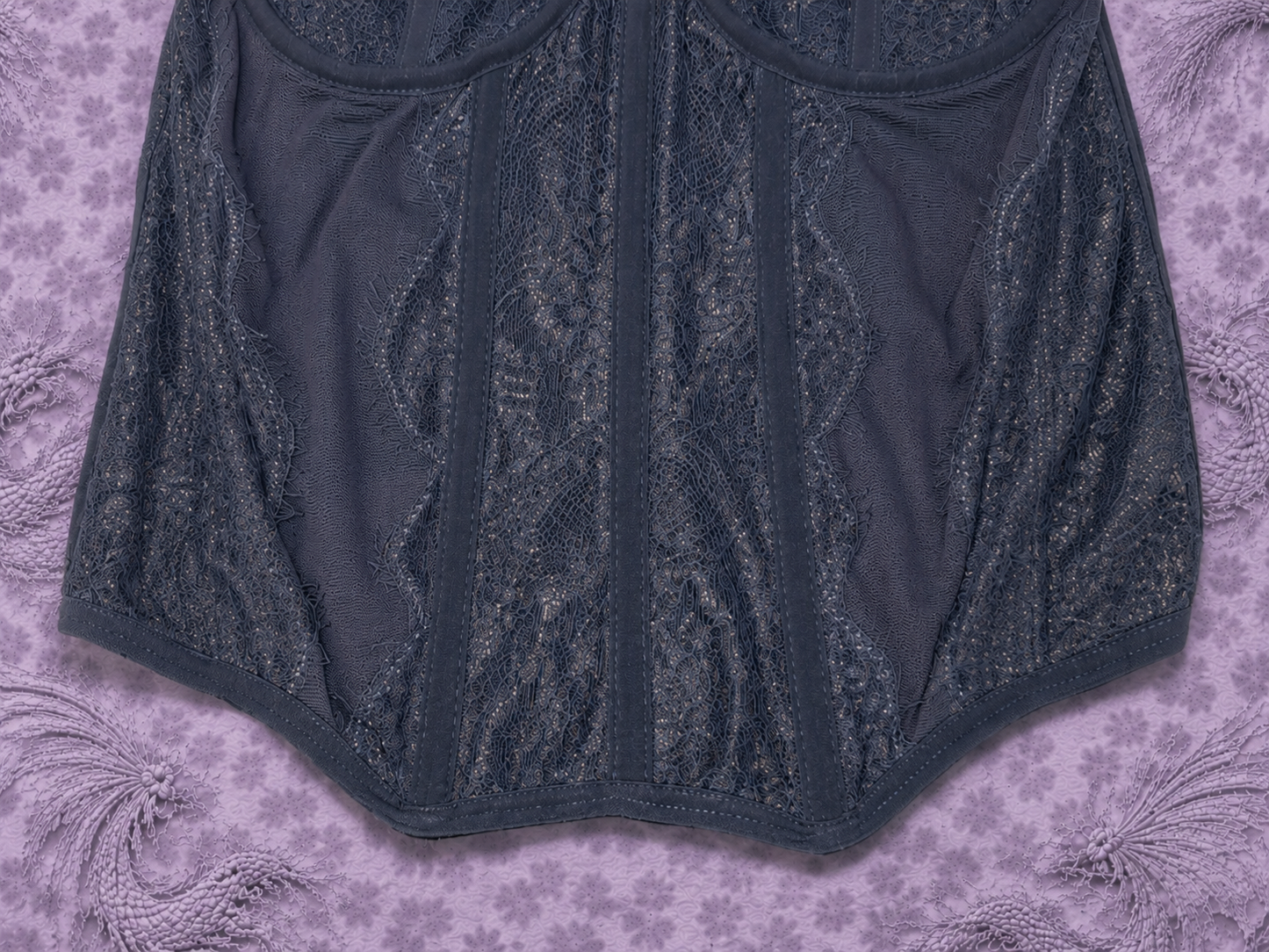 Top in Pizzo Blu Y2K Taglia S con Spalline Regolabili – Bustier Elegante