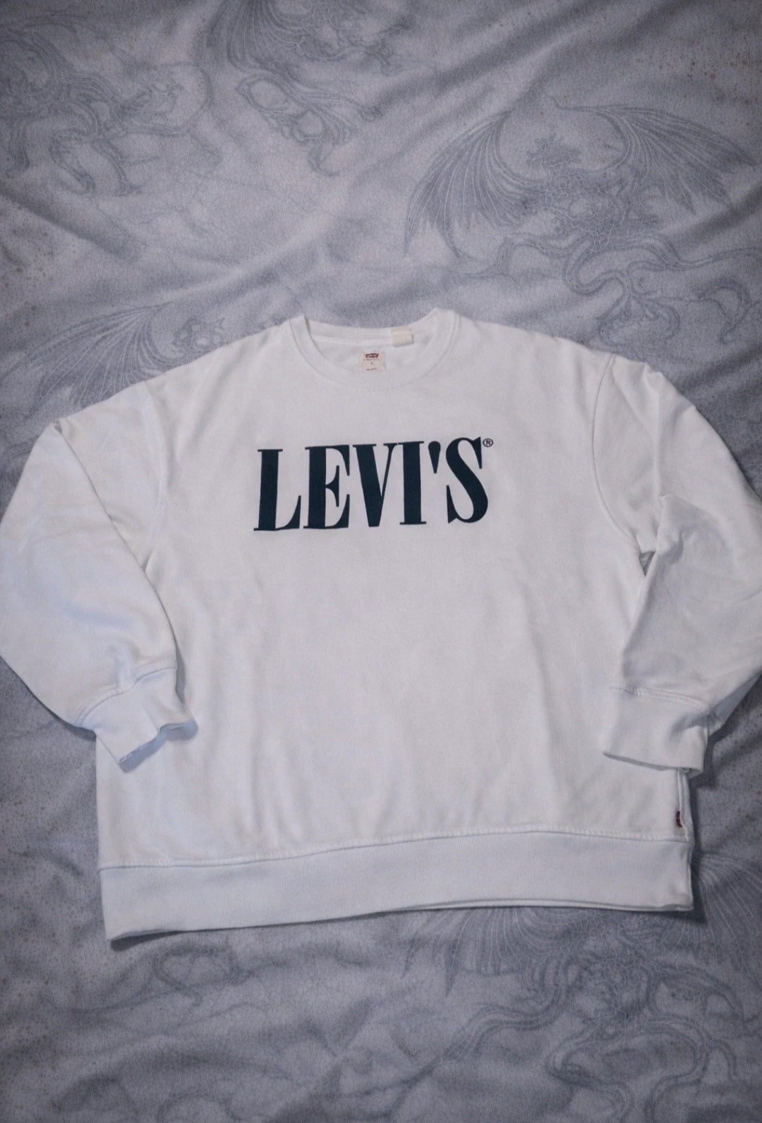Levi's White Logo Sweatshirt Unisex Size L Crewneck Streetwear Pullover