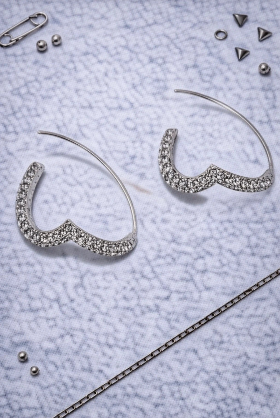 Orecchini a Cerchio a Cuore Donna – Argento Tono con Zirconi Eleganti
