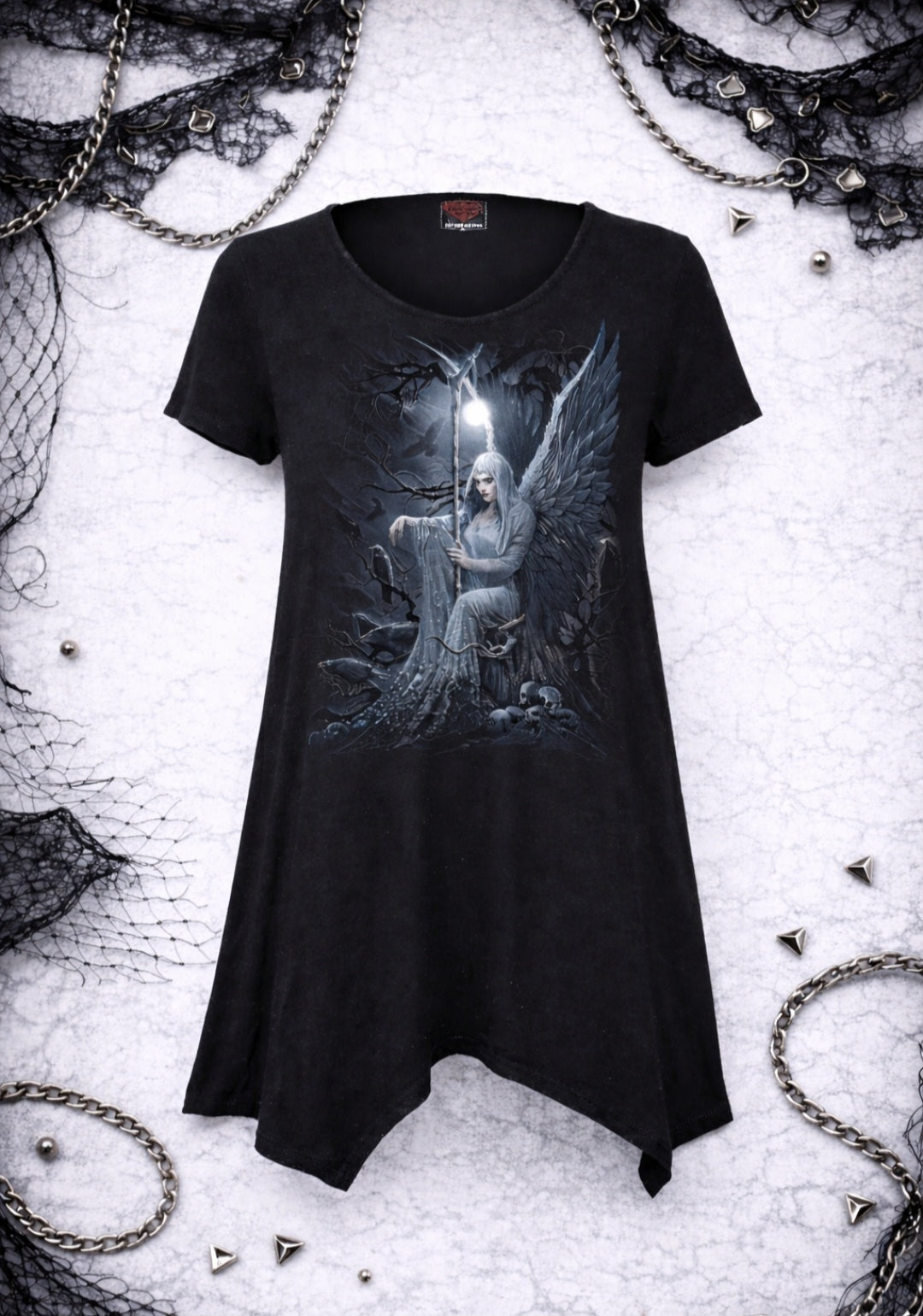 Spiral Ethereal Angel Gothic Tunic – Darkwear Punk Goth Top NUOVO