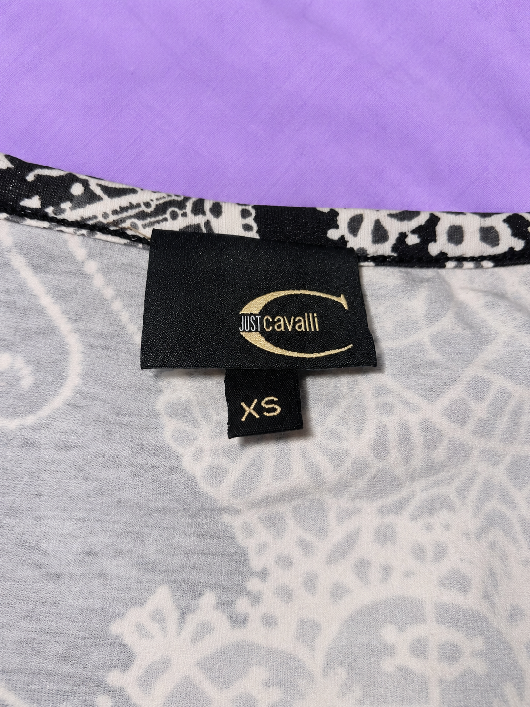 Just Cavalli Y2K Top XS Black & White Long Sleeve
