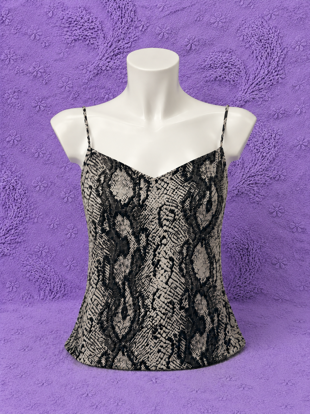 ONLY Top Donna Fantasia Pitonata M Animalier Y2K Spalline Sottili