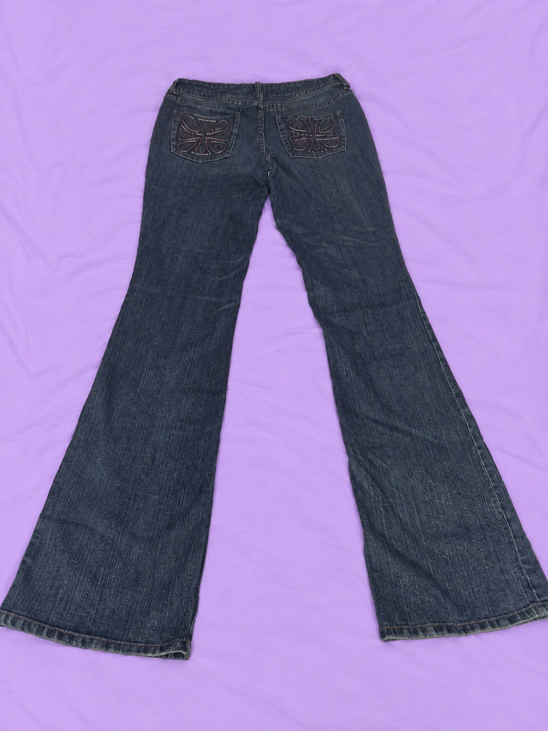 Chico’s Platinum Flare Jeans with Rhinestone Embroidery – Size 00 Tall