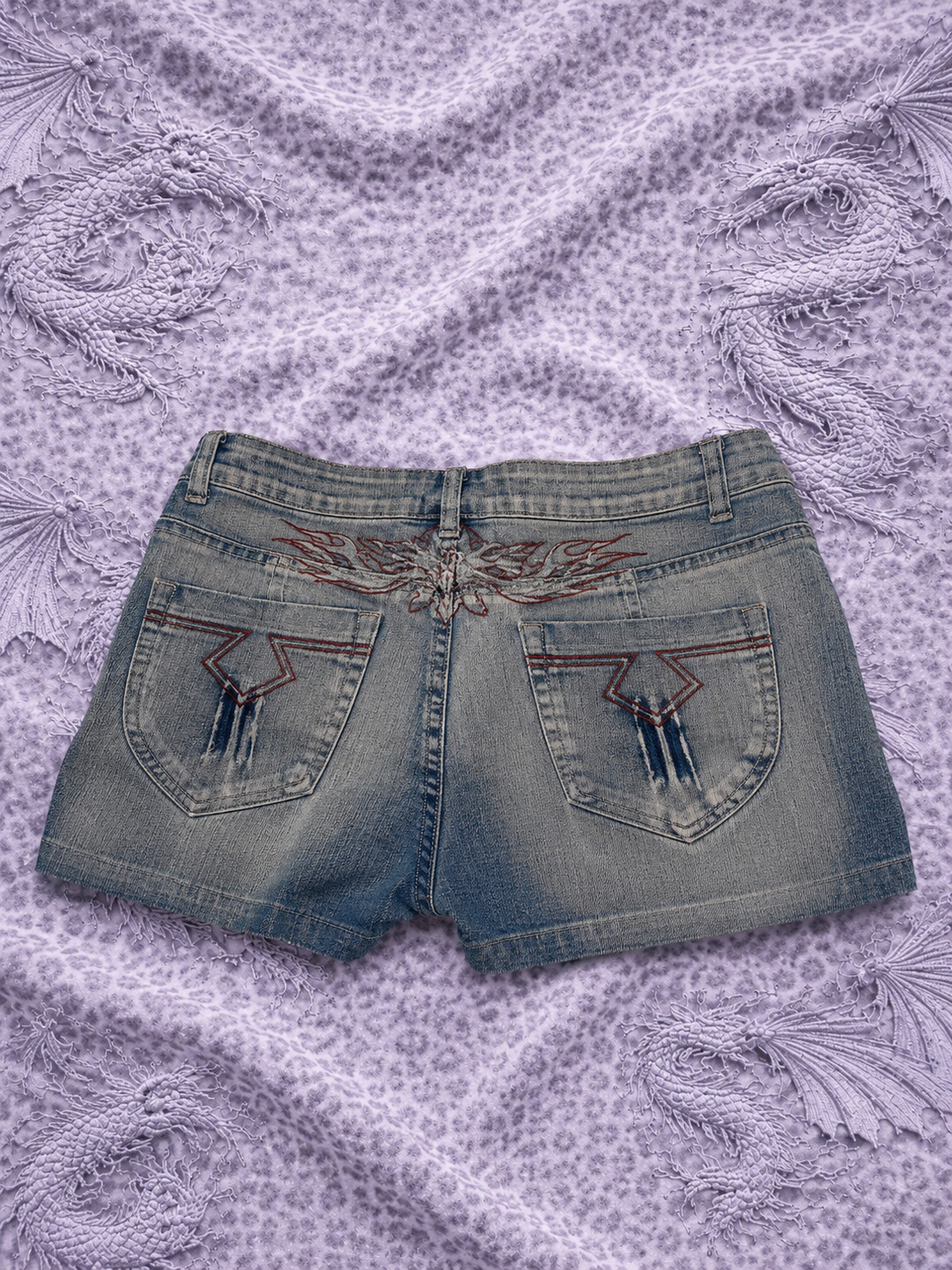 Shorts jeans Choklate donna ricamati lavaggio chiaro Y2K – IT 44 EU 40