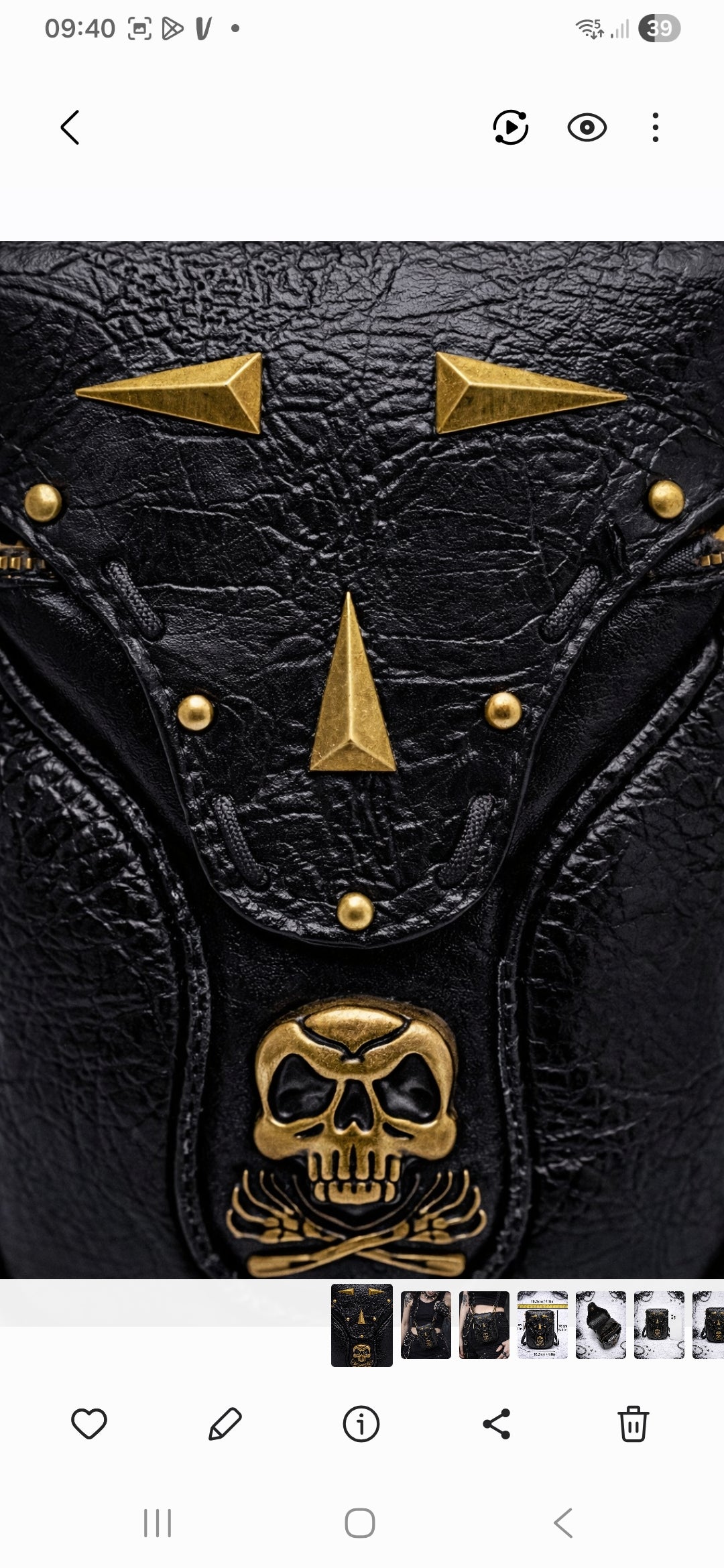 Skull Stud Mini Bag NUOVA – Mini borsa punk gothic con teschio e borchie metal