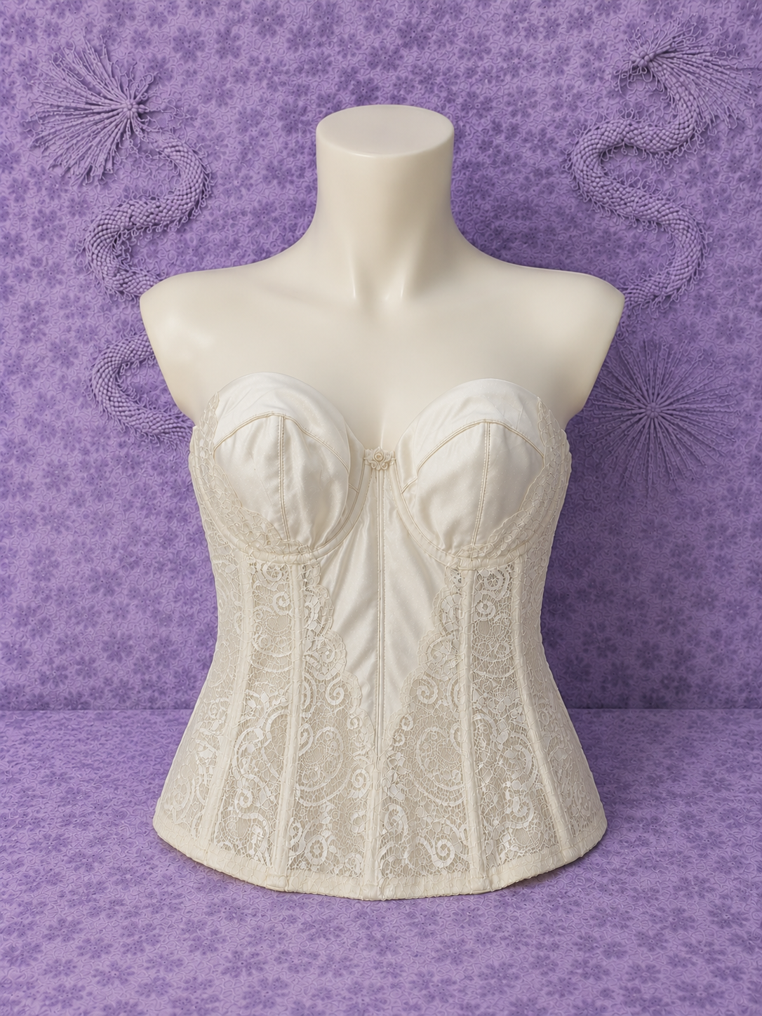 Top Avorio in Raso e Pizzo Donna XS – Elegante e Romantico