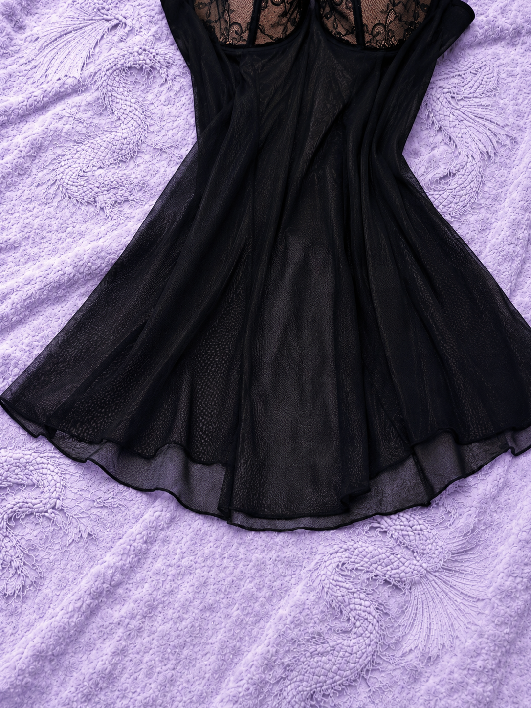 Adore Me Top in Pizzo Nero XL – Canotta in Rete Trasparente con Coppe Strutturate