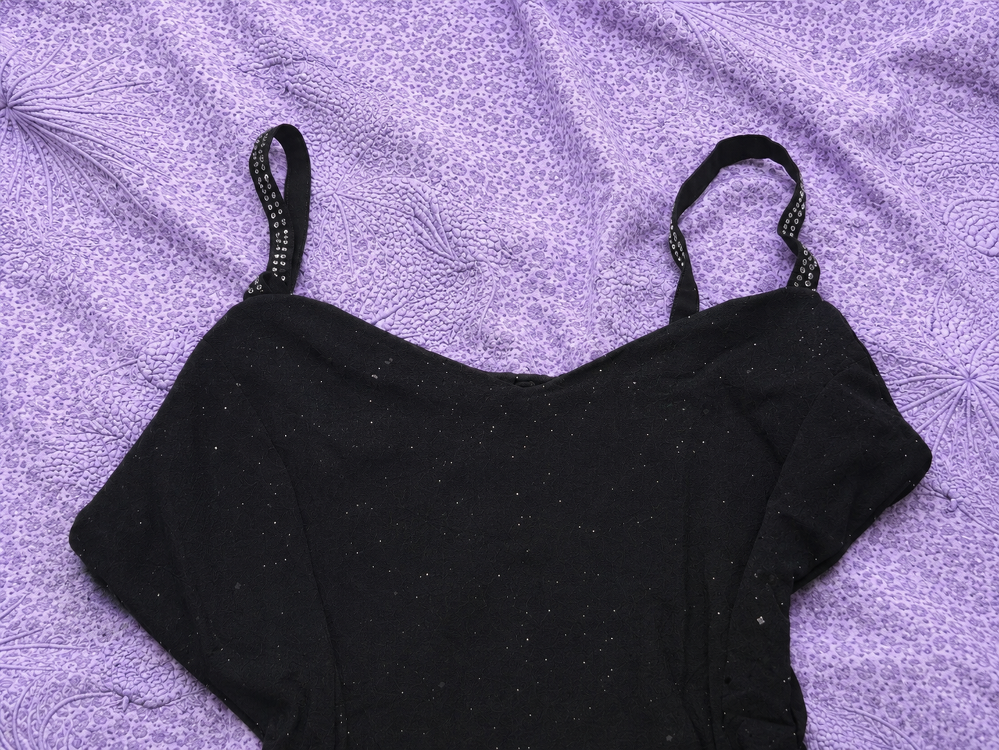 Top Nero con Strass Y2K Donna Taglia L – Canotta Elegante Glitter Elasticizzata