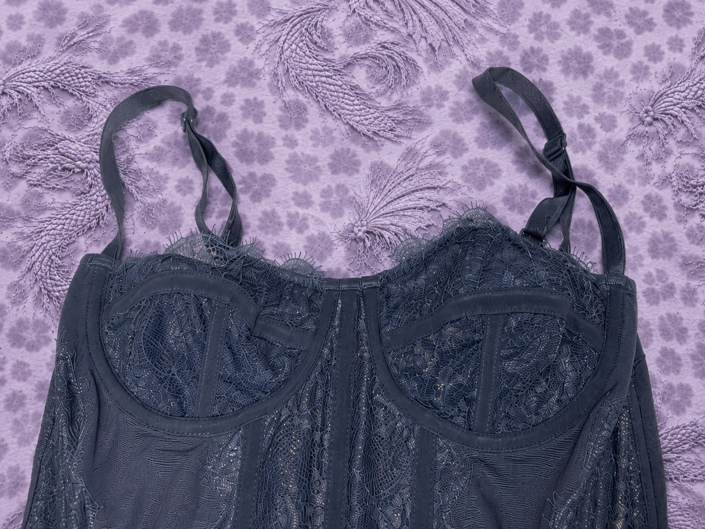 Top in Pizzo Blu Y2K Taglia S con Spalline Regolabili – Bustier Elegante