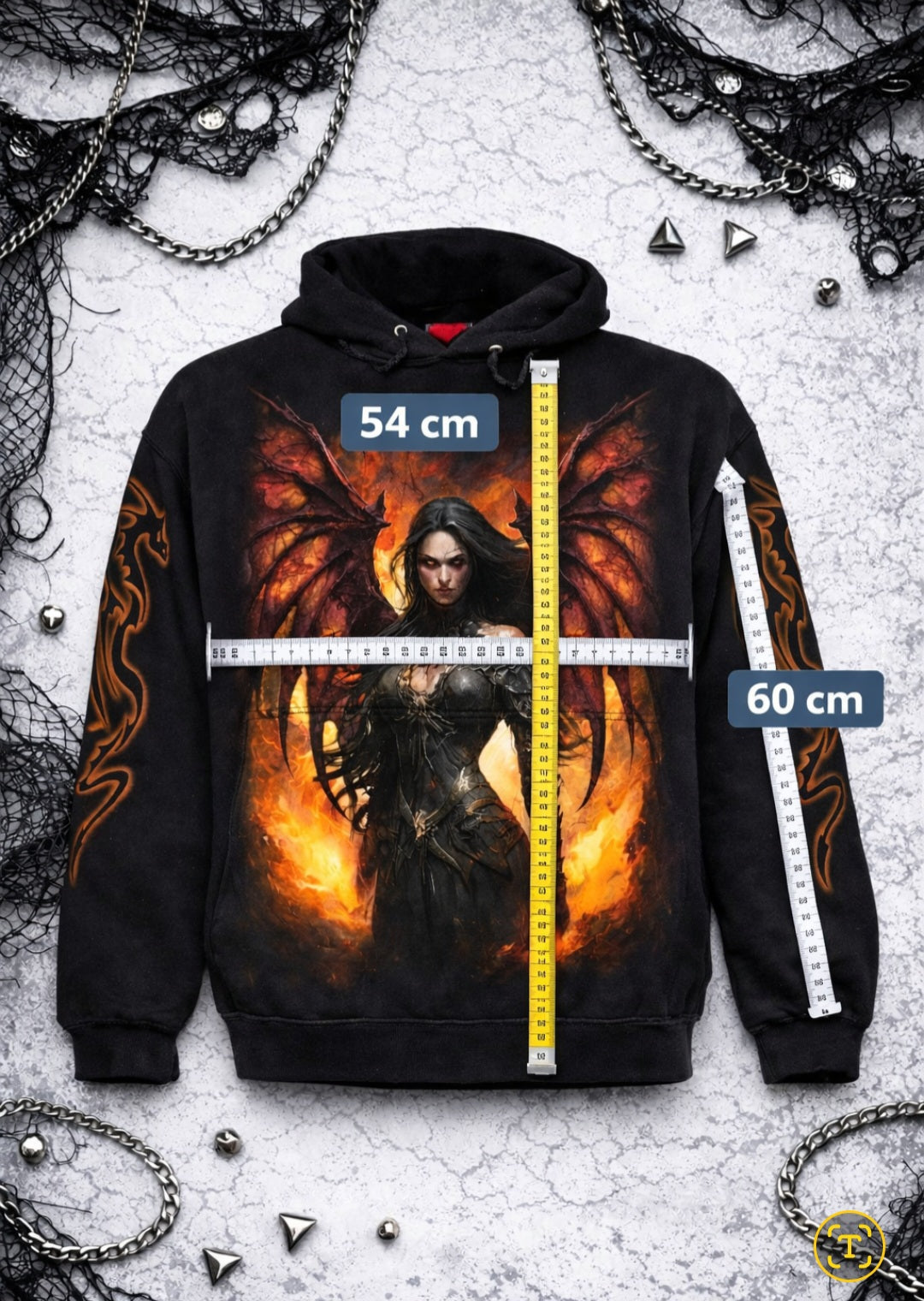 Spiral Draco Queen Hoodie – Felpa Goth Nera Dark Fantasy Fire Unisex