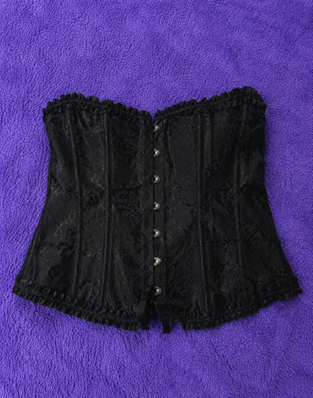 Corsetto Nero Jacquard Gothic da Donna con Chiusura a Ganci | Gedico Store