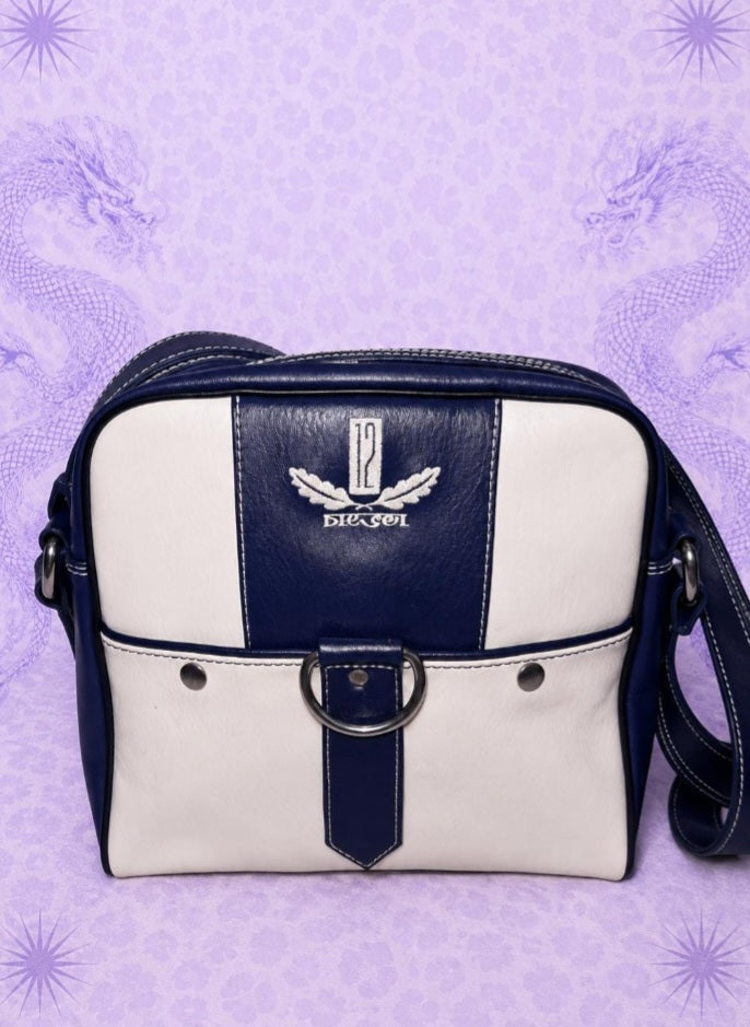 Borsa Diesel a Spalla Blu Navy e Crema con Logo