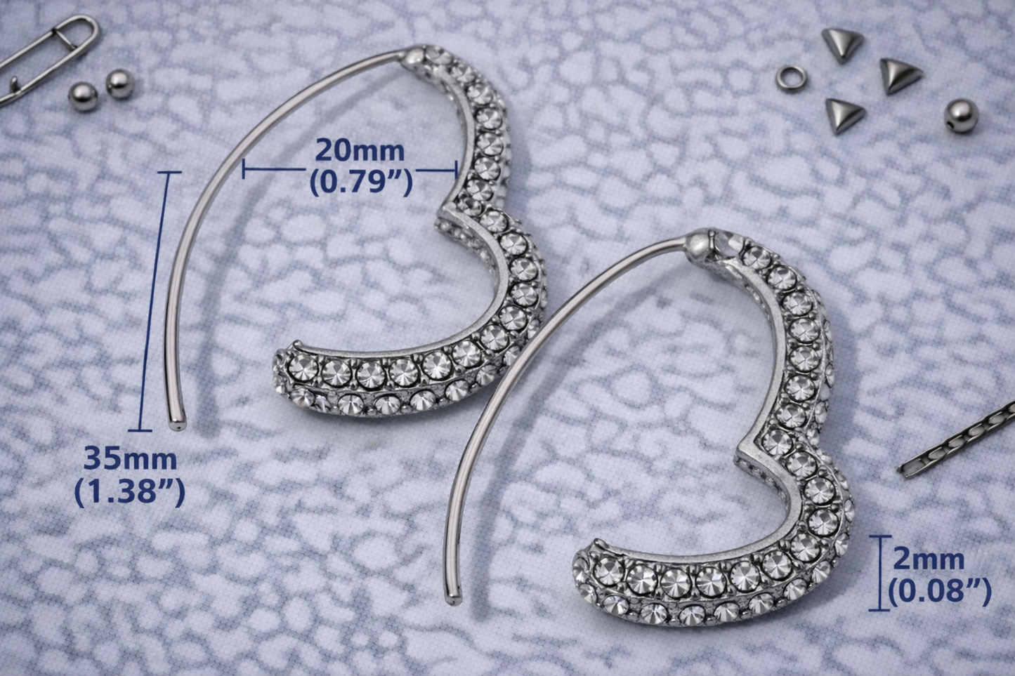Orecchini a Cerchio a Cuore Donna – Argento Tono con Zirconi Eleganti
