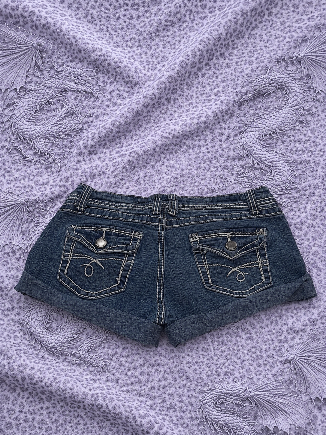 Shorts Jeans Y2K Beverly Hills Polo Club Vita Bassa con Risvolto