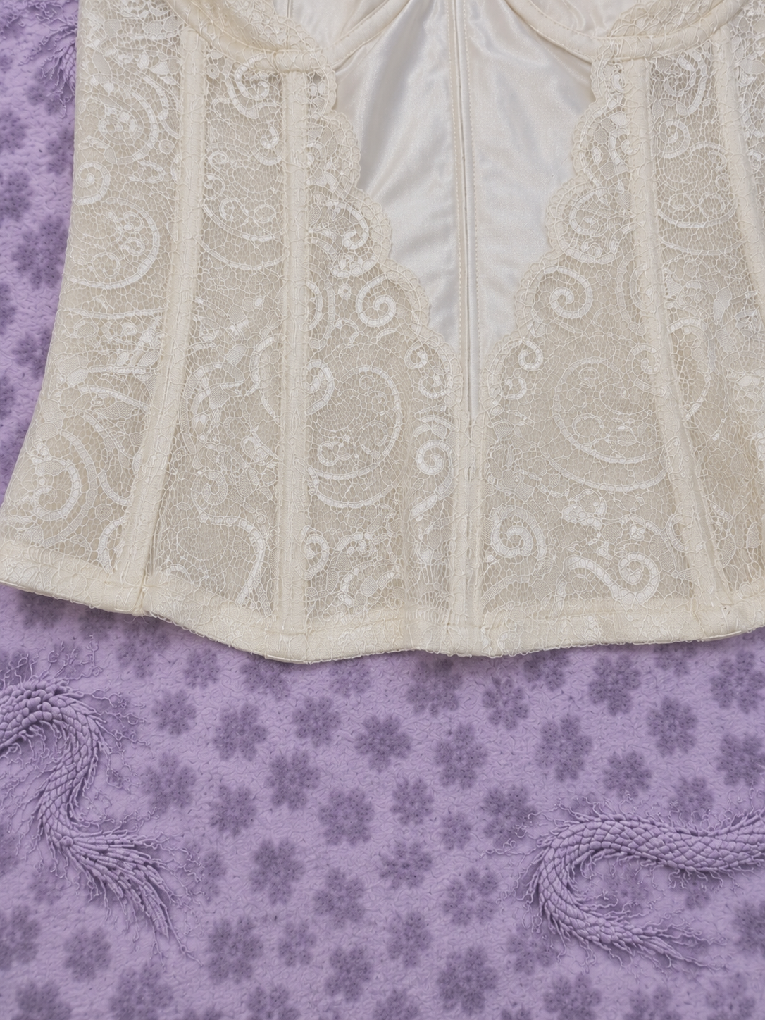 Top Avorio in Raso e Pizzo Donna XS – Elegante e Romantico