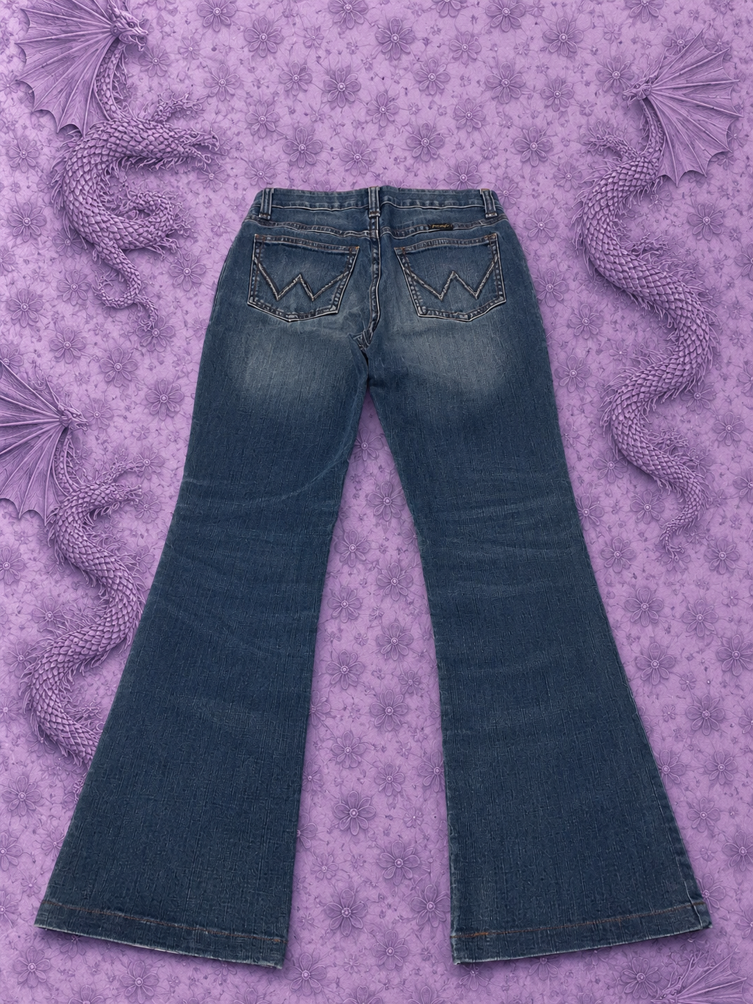 Wrangler Willow Jeans Donna Bootcut Denim Blu Y2K Taglia W13 L34