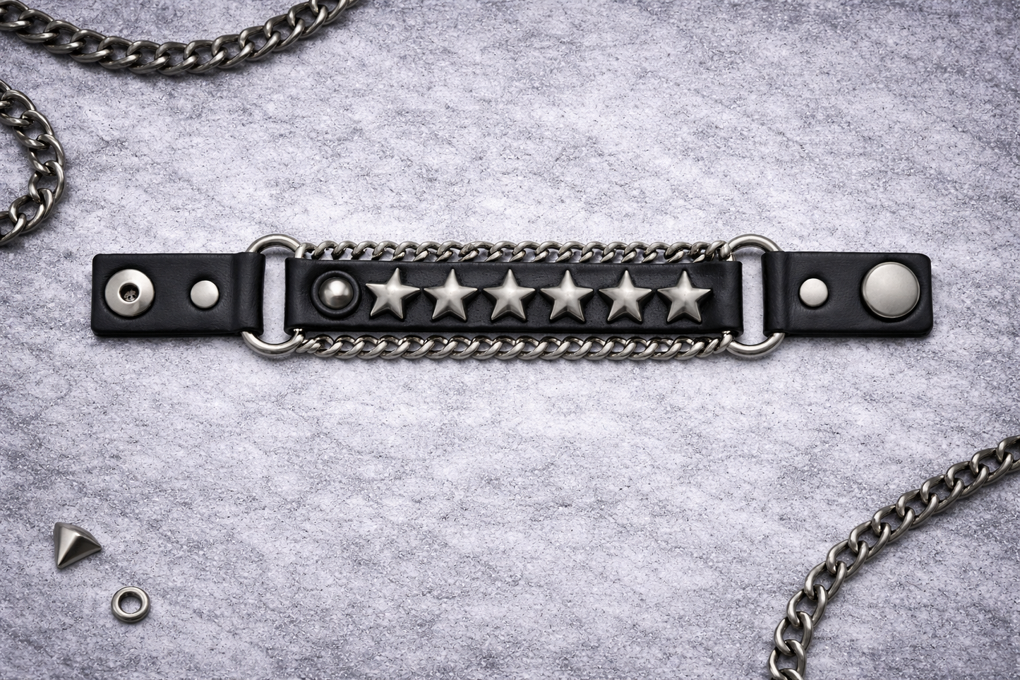 Bracciale Punk con Catene e Stelle – Stile Gothic Rock