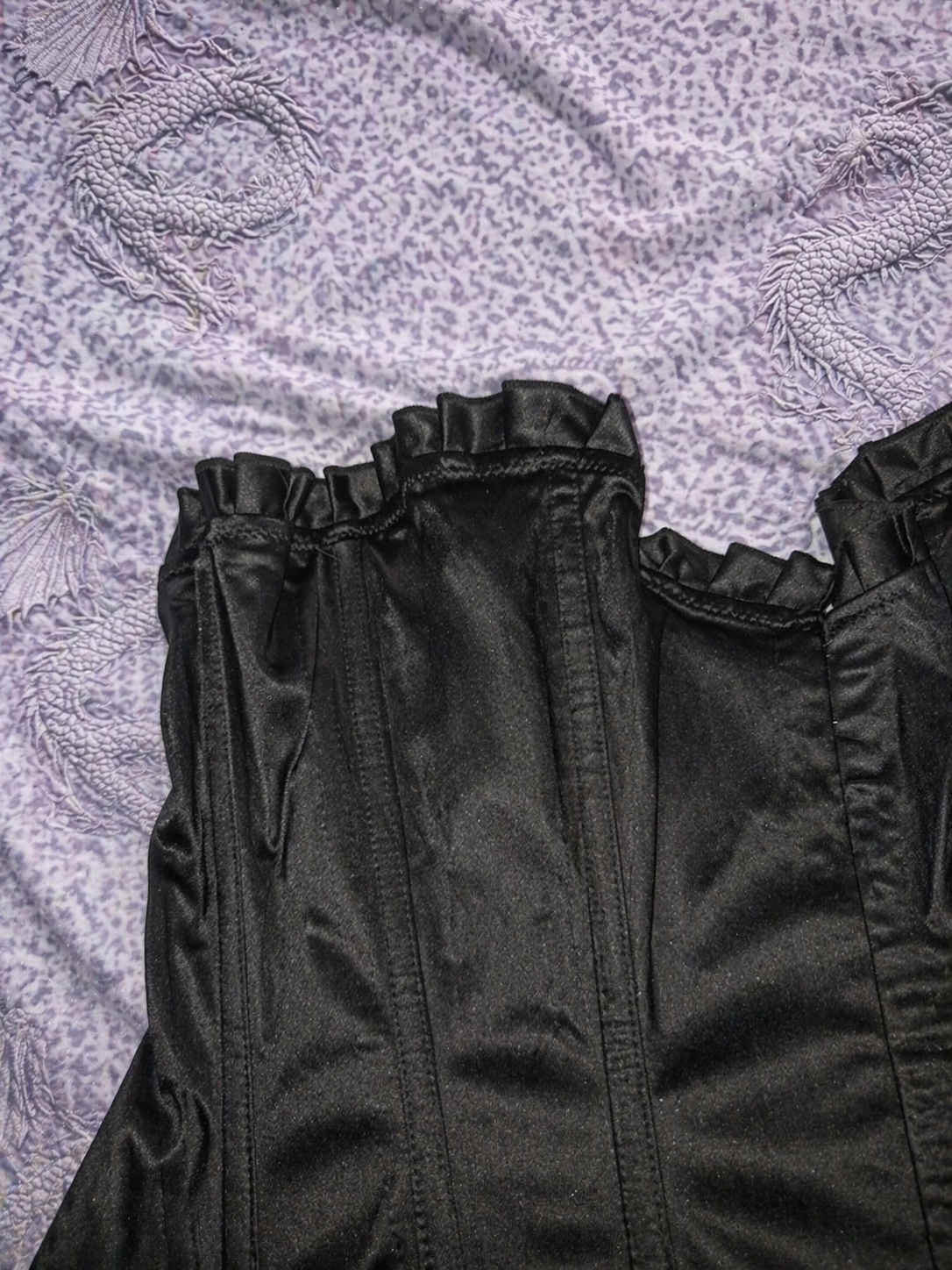 Corsetto Nero Satinato Secret Possessions – Bustier Gothic con Allacciatura Frontale