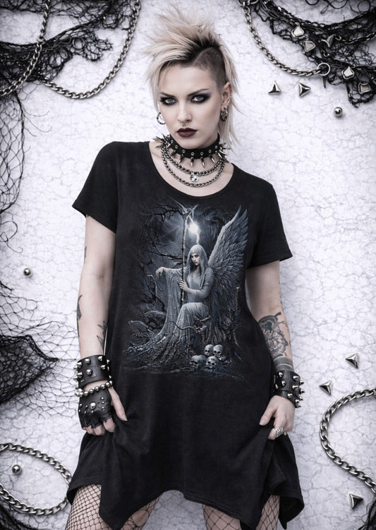 Spiral Ethereal Angel Gothic Tunic – Darkwear Punk Goth Top NUOVO