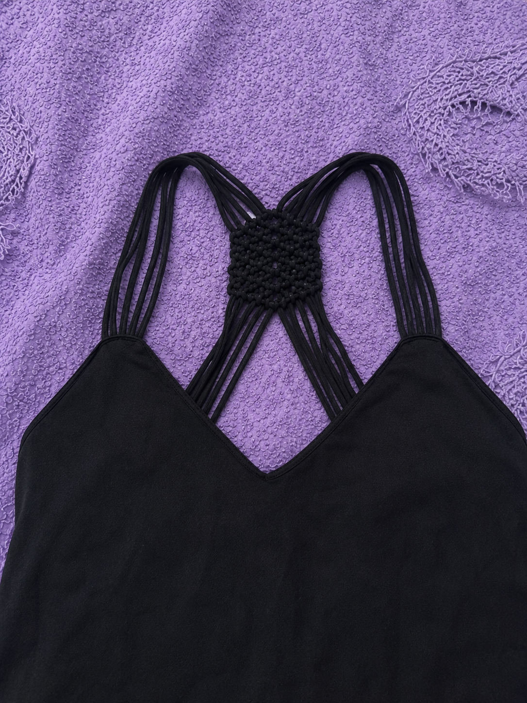 Top ETAM Nero Y2K con Spalline Sottili e Schiena Intrecciata – Donna XS (EU 34)