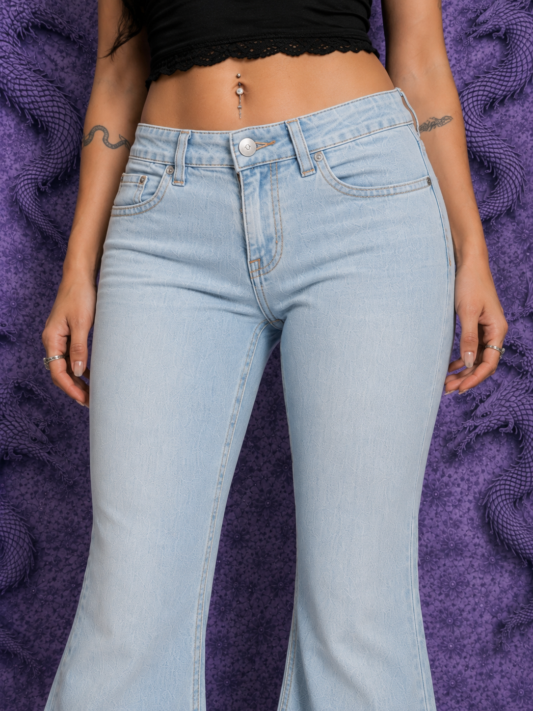 Jeans Donna a Zampa Chiari Rock & Republic Stile Y2K Flare